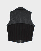 Y2k 00s Faux Leather Zip-up Top - S