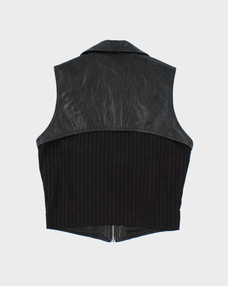 Y2k 00s Faux Leather Zip-up Top - S