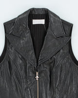 Y2k 00s Faux Leather Zip-up Top - S