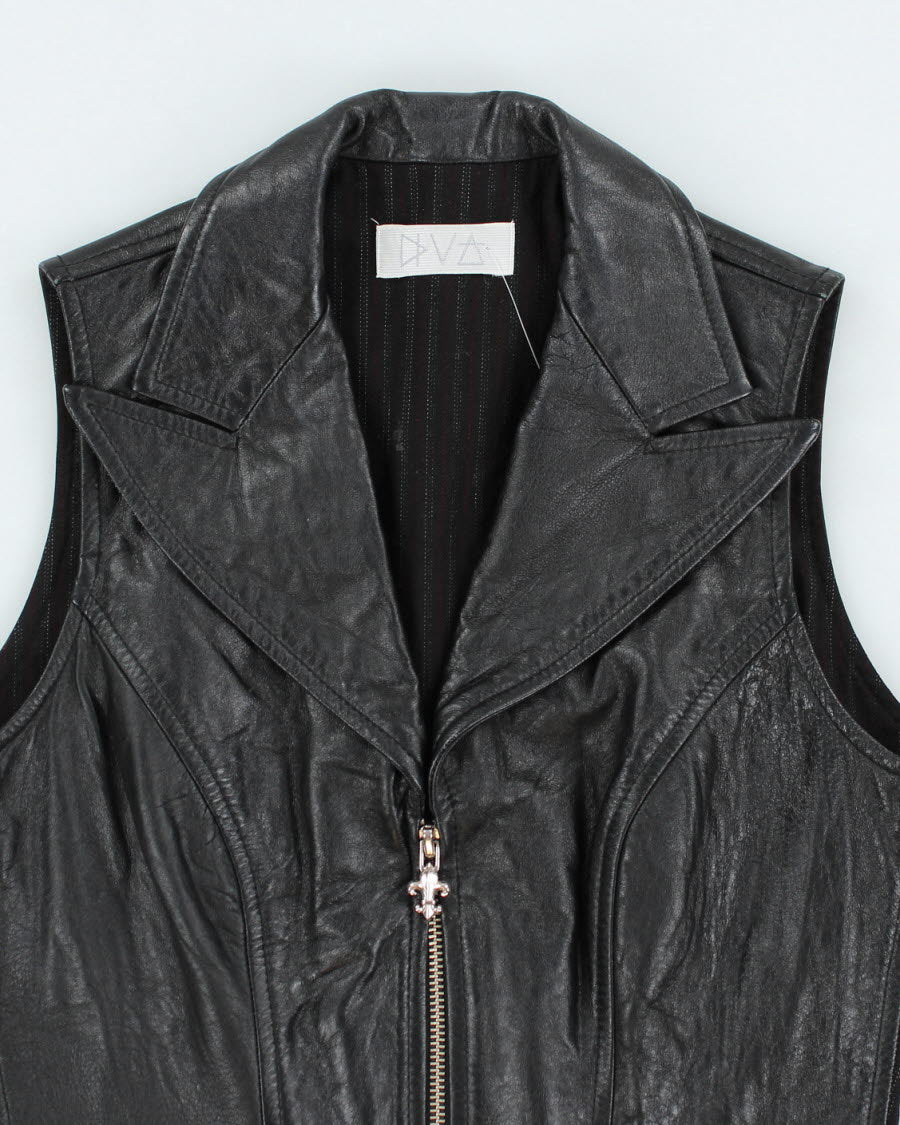 Y2k 00s Faux Leather Zip-up Top - S