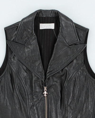 Y2k 00s Faux Leather Zip-up Top - S