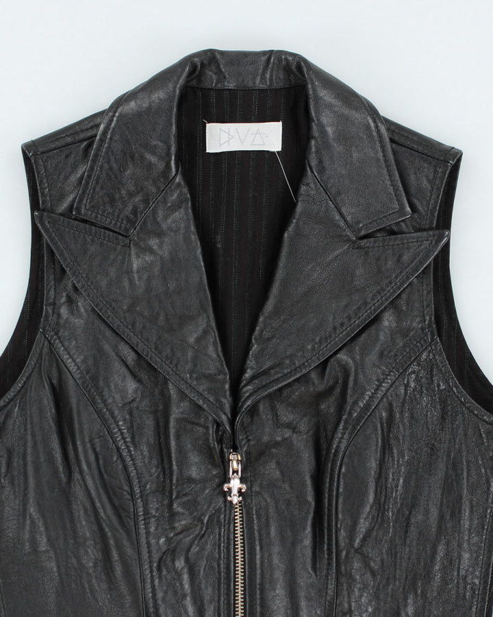 Y2k 00s Faux Leather Zip-up Top - S