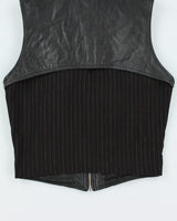 Y2k 00s Faux Leather Zip-up Top - S