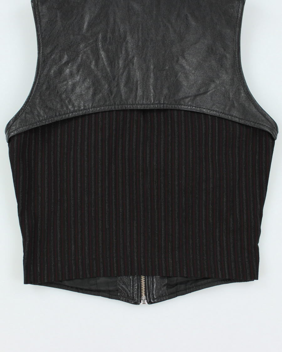 Y2k 00s Faux Leather Zip-up Top - S