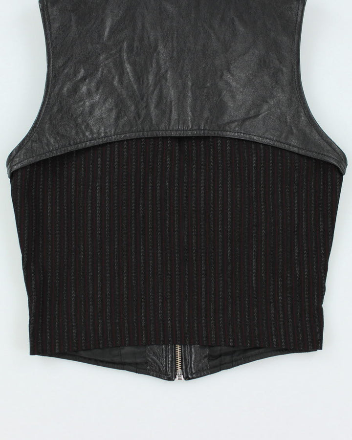 Y2k 00s Faux Leather Zip-up Top - S