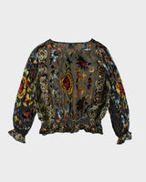 Y2k 00s Velour Sheer Top - L