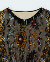 Y2k 00s Velour Sheer Top - L