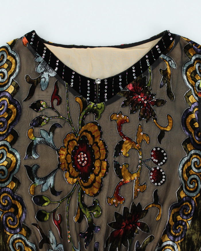 Y2k 00s Velour Sheer Top - L