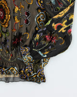 Y2k 00s Velour Sheer Top - L