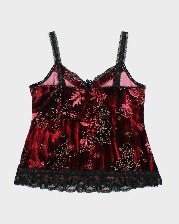 Y2k 00s Velour Lace Cami - M