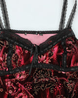 Y2k 00s Velour Lace Cami - M