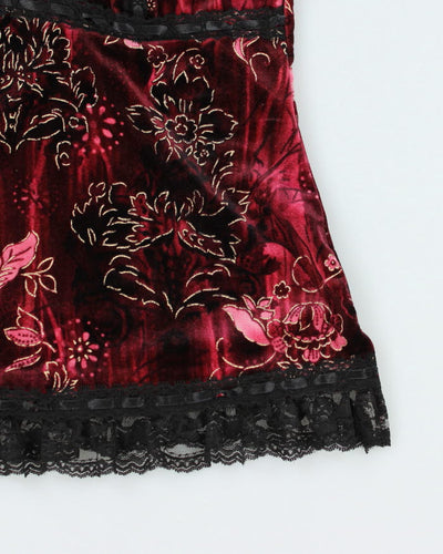 Y2k 00s Velour Lace Cami - M