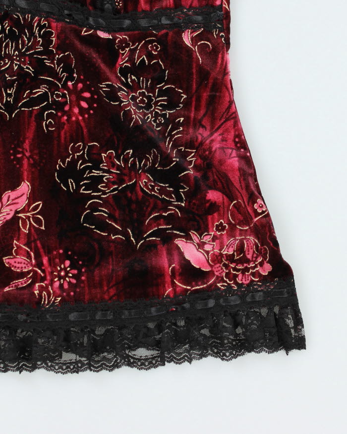 Y2k 00s Velour Lace Cami - M
