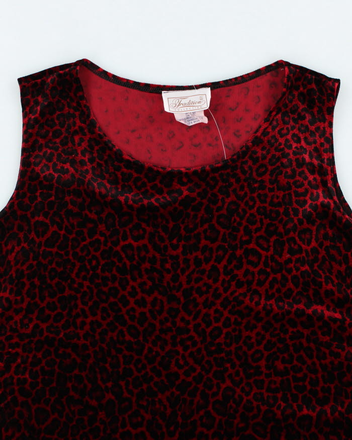 Y2k 00s Traditions Leopard Print Velvet Cami - L