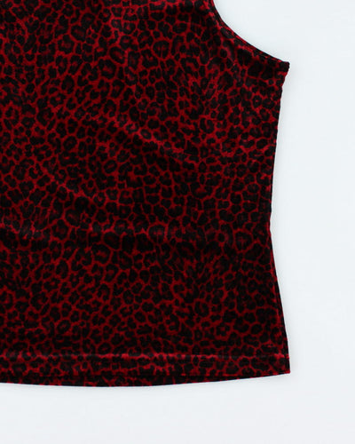 Y2k 00s Traditions Leopard Print Velvet Cami - L