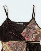 Y2k 00s Option Elle Velvet Paisley Pattern Cami - L