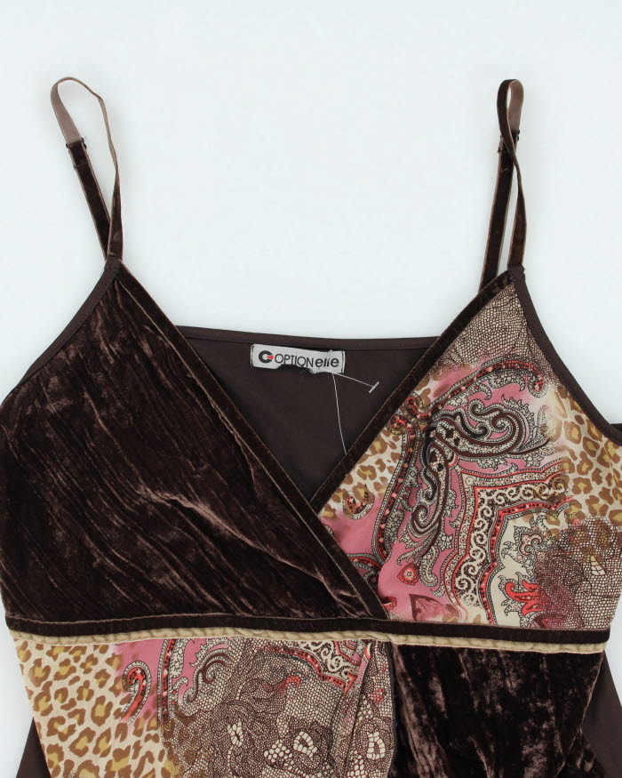 Y2k 00s Option Elle Velvet Paisley Pattern Cami - L