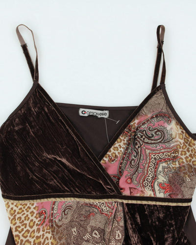 Y2k 00s Option Elle Velvet Paisley Pattern Cami - L