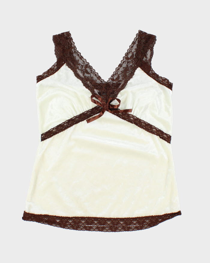 Y2k 00s Bien Etre Velvet Lace Cami - XS