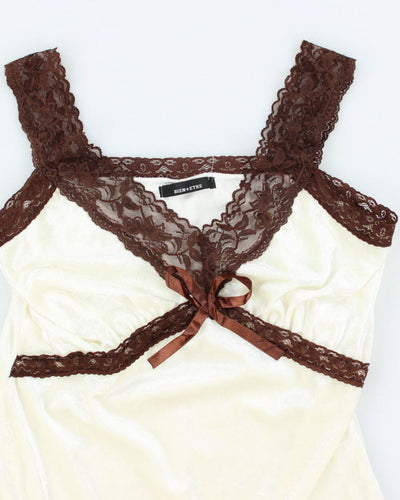 Y2k 00s Bien Etre Velvet Lace Cami - XS