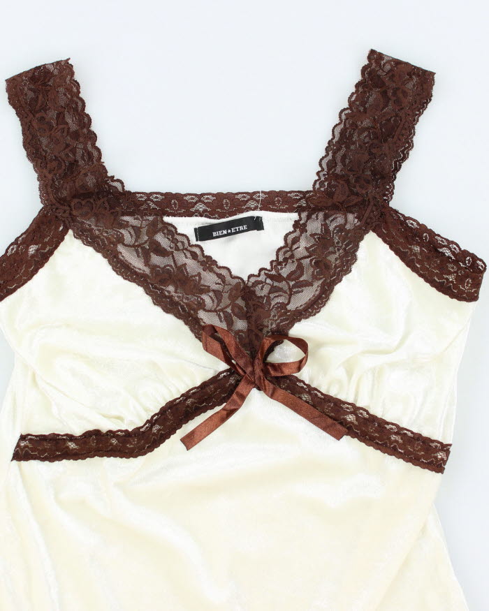 Y2k 00s Bien Etre Velvet Lace Cami - XS