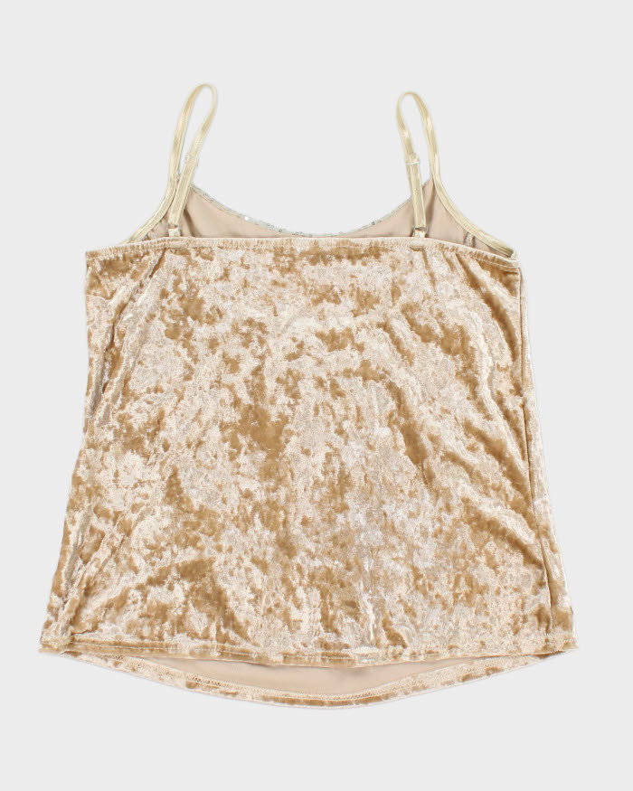 Y2k 00s Gold Velvet Sequin Cami - S