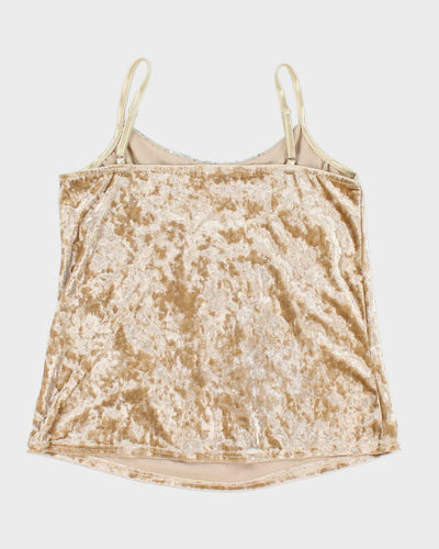 Y2k 00s Gold Velvet Sequin Cami - S