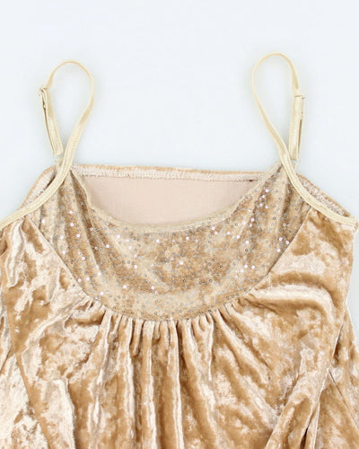Y2k 00s Gold Velvet Sequin Cami - S