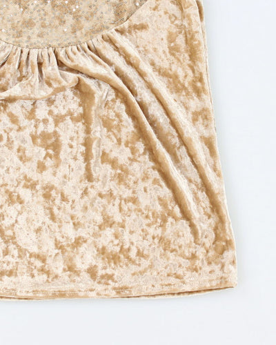 Y2k 00s Gold Velvet Sequin Cami - S