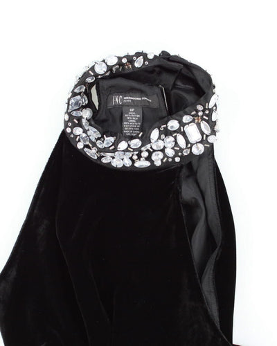 Y2k 00s Velvet Silk Rhinestone Halter Top - S