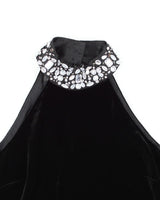 Y2k 00s Velvet Silk Rhinestone Halter Top - S