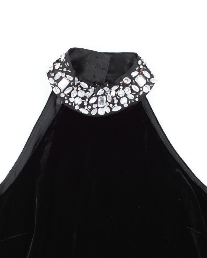 Y2k 00s Velvet Silk Rhinestone Halter Top - S