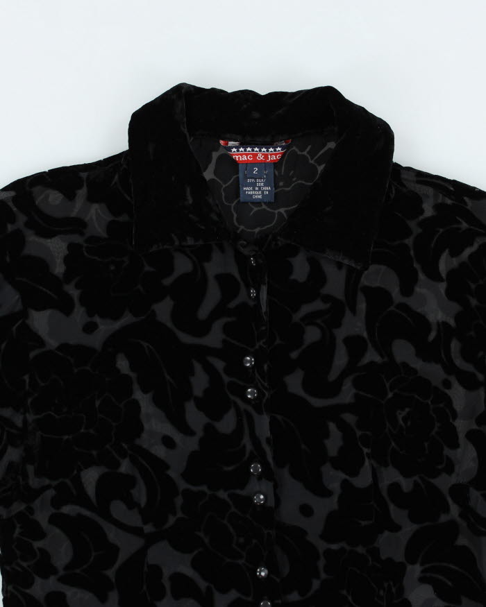 Vintage 90s Mac & Jac Mesh Velvet Blouse - S