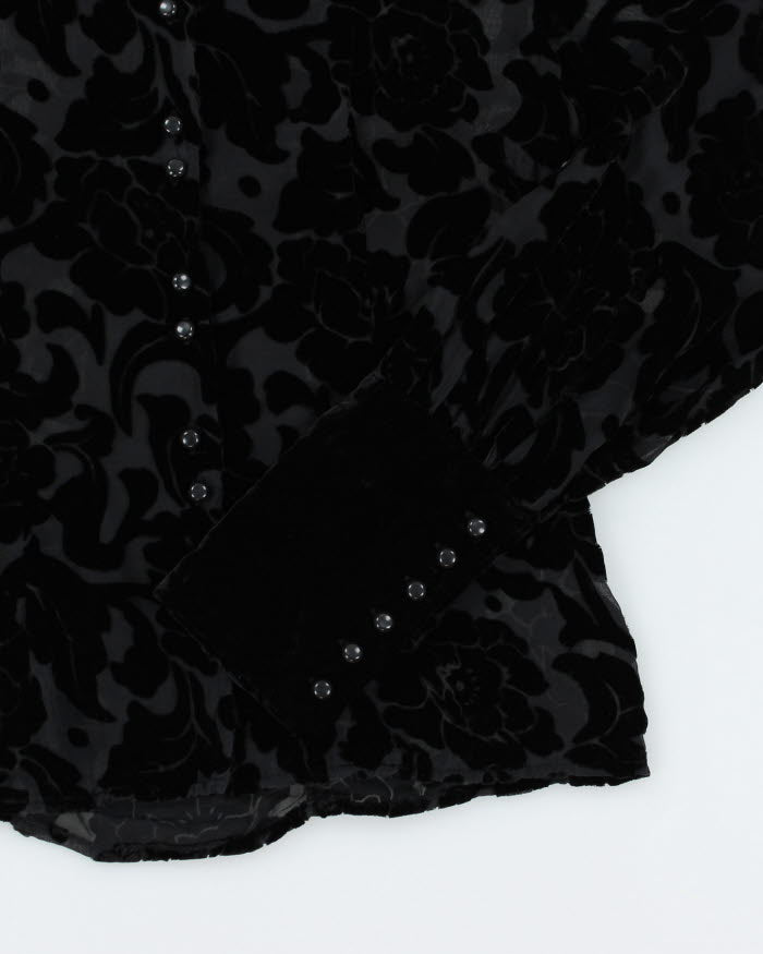 Vintage 90s Mac & Jac Mesh Velvet Blouse - S