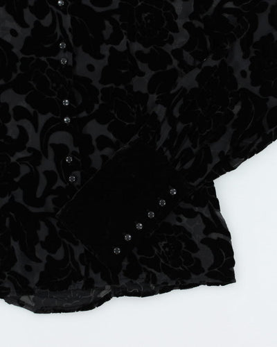 Vintage 90s Mac & Jac Mesh Velvet Blouse - S