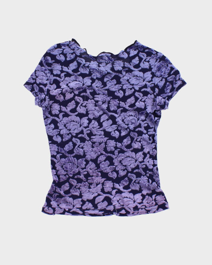 Y2k 00s Smart Set Purple Sheer Velvet Top - S