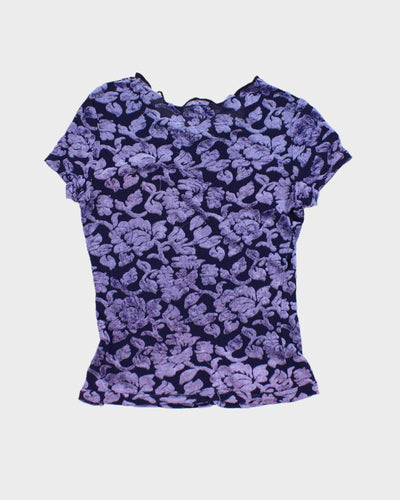 Y2k 00s Smart Set Purple Sheer Velvet Top - S