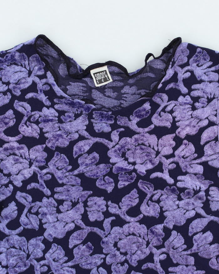 Y2k 00s Smart Set Purple Sheer Velvet Top - S