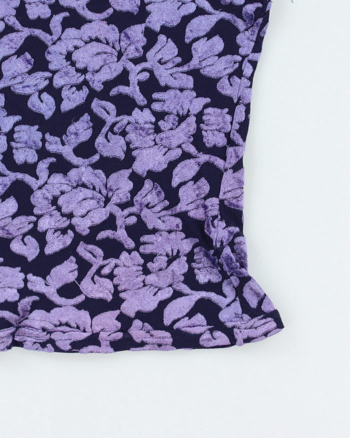 Y2k 00s Smart Set Purple Sheer Velvet Top - S