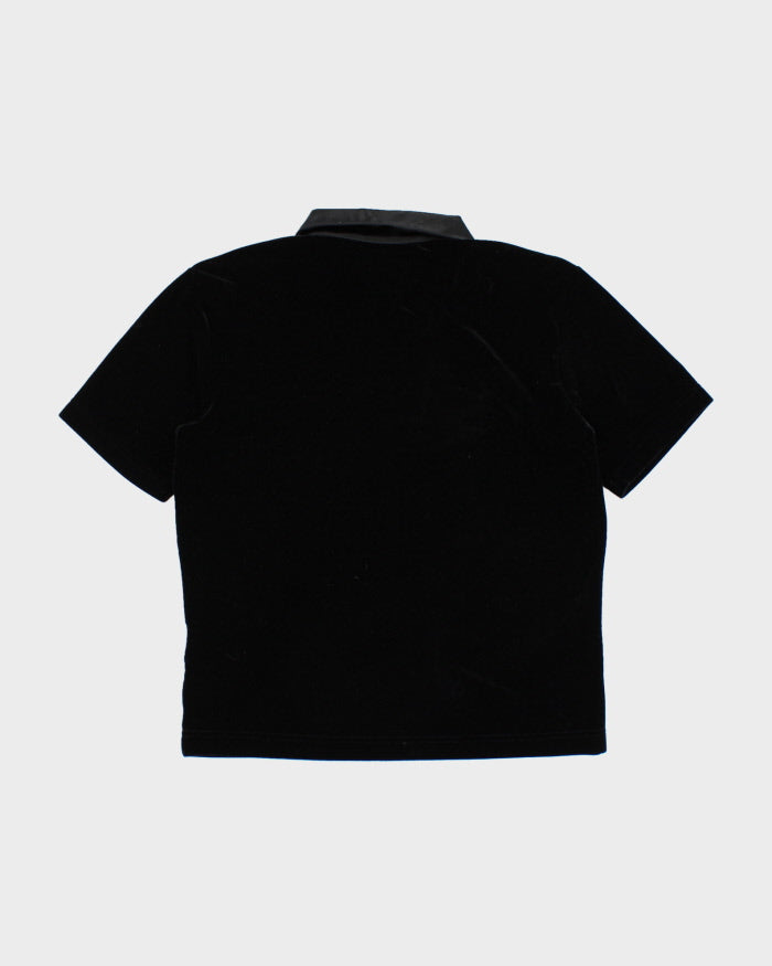 Vintage 90s Liz Sport Velvet Quarter-button Blouse - M