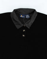 Vintage 90s Liz Sport Velvet Quarter-button Blouse - M