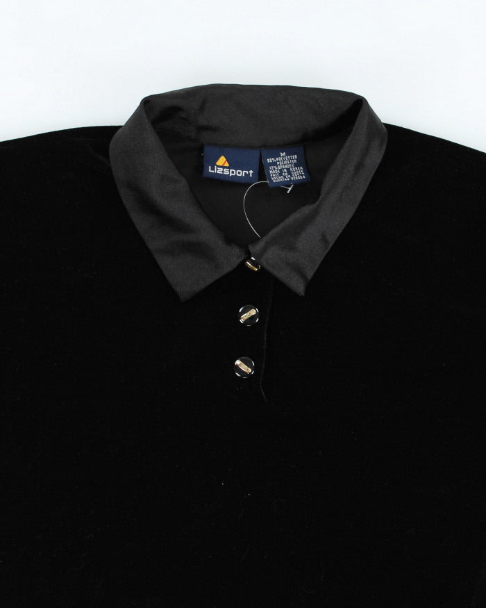 Vintage 90s Liz Sport Velvet Quarter-button Blouse - M