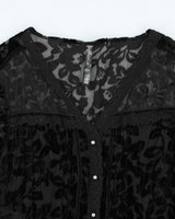 Vintage 90s Point Zero Velvet Mesh Long Sleeve Blouse - M