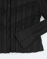 Vintage 90s Lace Pleated Black Shirt - L