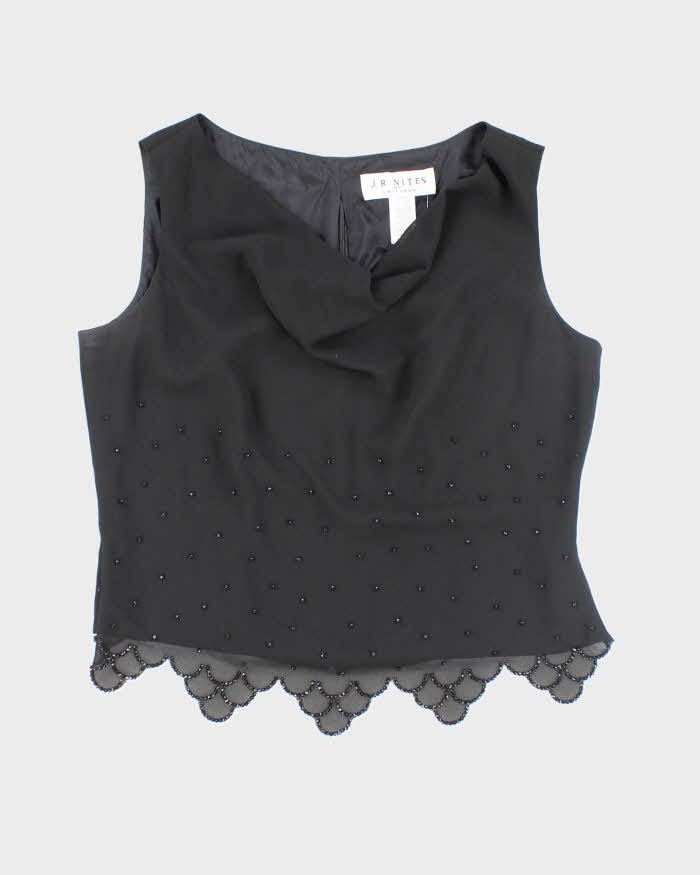 Vintage  J.R. Nites Cowl Neck Beaded Top - L