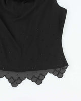 Vintage  J.R. Nites Cowl Neck Beaded Top - L