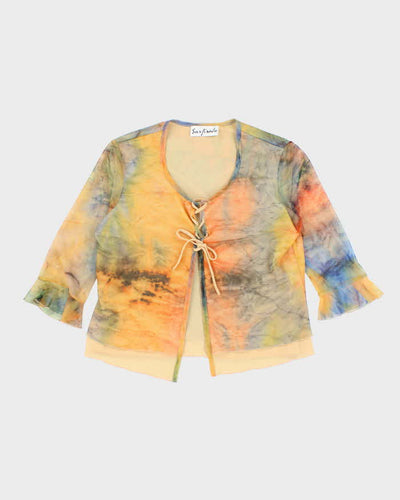 Vintage 90s Sarfisado Lace-up Mesh Top - M