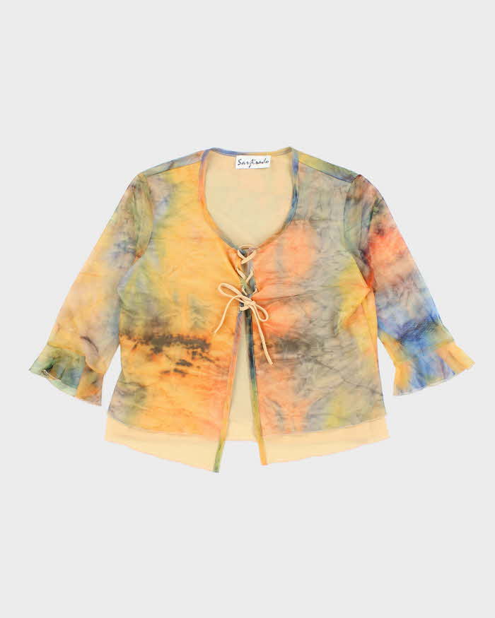 Vintage 90s Sarfisado Lace-up Mesh Top - M