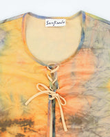 Vintage 90s Sarfisado Lace-up Mesh Top - M