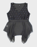 Y2k 00s Net Girl Sequin Asymmetric Hem Top - M
